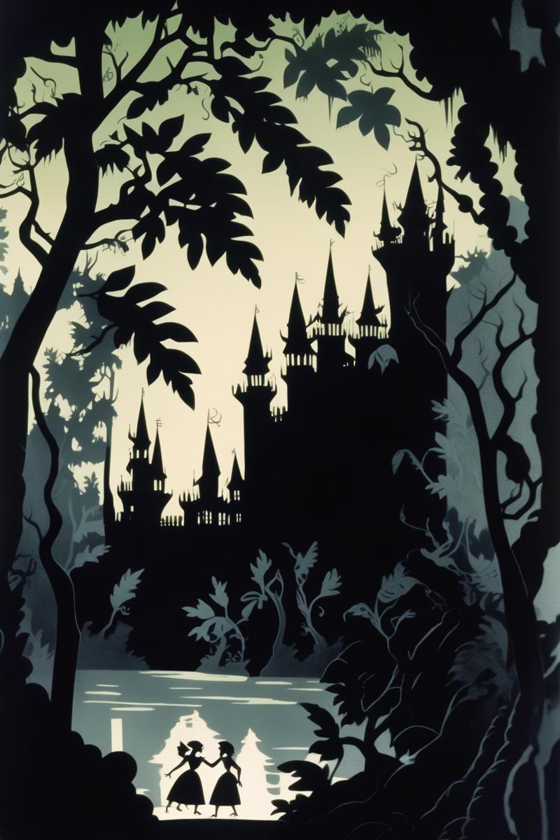 00414-1921942907-_lora_Lotte Reinige Style_1_Lotte Reinige Style - A Lotte Reiniger animation, Arab castle seen through the woods.png